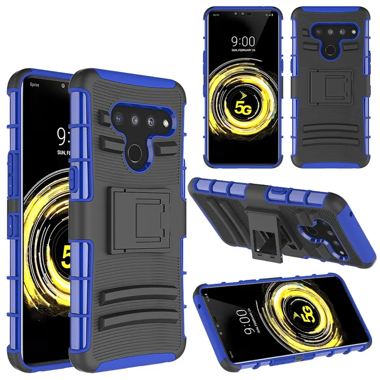 3 in 1 Full Cover Heavy Duty Defender Holster Belt Clip Stand Phone Case For LG V50 2019/ LG V50 ThinQ 5G