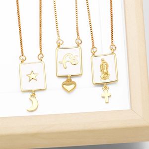 Populaire Nouveaux Bijoux Religieux Dainty 18k Plaqué Or Émail Blanc Virgen de Guadalupe St Benoît <span class=keywords><strong>Scapulaire</strong></span> Collier - Product Image 1