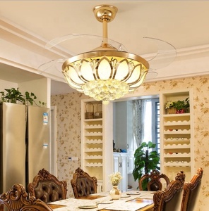 Moderne <span class=keywords><strong>LED</strong></span> Luxus Gold Zeitgenössische Klapp kaufen kronleuchter Kristall Decke Fans Mit Lichter Fernbedienung - Product Image 3