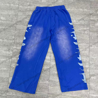 Baggy de jogging Streetwear personnalisé pantalon de survêtement épais en éponge français impression DTG pantalon de survêtement empilé lavé à l'acide et délavé au soleil
