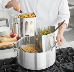 Stainless steel multi-compartment <b>pot</b> Strainer for <b>vegetables</b> and noodles Induction stove compatible - Product Image 6