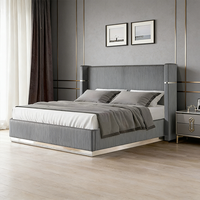 Lit de luxe en bois avec dossier à oreilles, design italien personnalisé, nouveau modèle, avec sommier à lattes et matelas