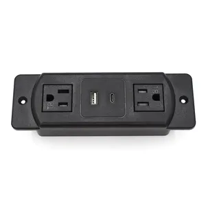 Factory Supply Black Color U L Approval USB A Port Dual US Power Outlet USB C AC Socket USB C Type C Power Strip for Furniture