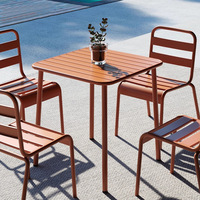 Ensemble table et chaises de patio en alliage d'aluminium résistant à la rouille, style américain, luxe simple, longue table à manger pour balcon et salon de thé