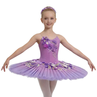 Tutu de ballet violet dégradé lilas professionnel pour adulte, costume de danse de performance florale, tutu bouffant en tulle rayonne E-dance