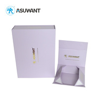 Boîte cadeau pliable haut de gamme avec couvercle rabattable, emballage en carton gris personnalisable, recyclable, impression UV/feuille d'or et logo personnalisé