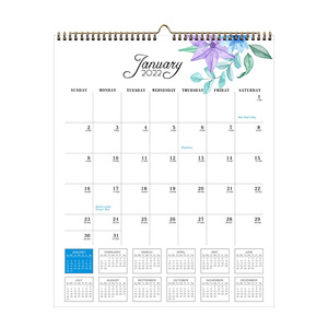 OEM ODM <span class=keywords><strong>2024</strong></span> <span class=keywords><strong>Calendrier</strong></span> mural en fil spirale avec impression de grande taille personnalisée Bloc-notes en papier d'art 12 mois pour l'utilisation de la date au bureau - Product Image 1