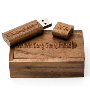 Factory Provide Free Sample Custom Logo Engraved Wooden USB 64 GB 2テラバイトFlash Drive