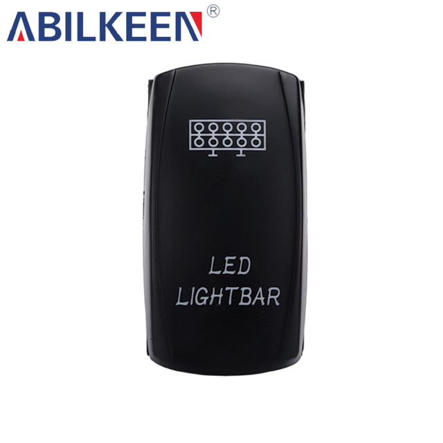 Universal Lasered Symbol LED LIGHTBAR  Rocker Switch  5-Pin with Clear Symbol  for Off-Road Light Bars and Auxiliary Lights