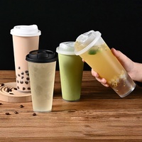Gobelets jetables en PP dépolis de 90 mm de diamètre, personnalisés, pour boba, 520/650 ml, moulés par injection, pour jus et boissons froides