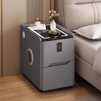 Table de chevet moderne et fine Modhomi avec chargeur sans fil, haut-parleur et coffre-fort intégré pour chambre d'hôtel
