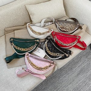 <span class=keywords><strong>Riñonera</strong></span> de piel sintética con encaje de perlas para mujer, Cangurera bordada, bolso de hombro - Product Image 3