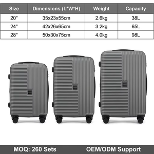 Ensemble <span class=keywords><strong>de</strong></span> valises pour voyages d'affaires, 3 pièces, avec roulettes doubles silencieuses, pour usage personnel, voyage en famille, ensemble <span class=keywords><strong>de</strong></span> bagages en ABS - Product Image 5