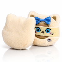 Houppette en peluche longue en forme de chat, douce et moelleuse, réutilisable et lavable, pour maquillage en poudre libre, usage quotidien et voyage, idée cadeau