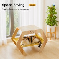 Lit de repos pour chat en bois Starhover, 2 en 1 avec griffoir intégré, canapé pour chat
