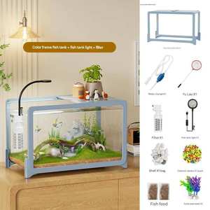 Creatief klein bureau-<span class=keywords><strong>aquarium</strong></span> voor goudvissen en schildpadden met milieuvriendelijke landschapsarchitectuur en accessoires - Product Image 6