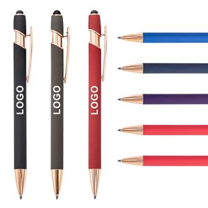 Durable Metal Ballpoint <b>Stylus</b> <b>Pen</b> Soft Rubber Touch Tip Welcome Gifts Promotional Activities Custom Logo Silk Screen Blue Black - Product Image 1