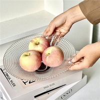 Creatieve minimalistische ronde fruitschaal van glas, kristalhelder, modern, voor thuis, woonkamer, salontafel, snack schaal