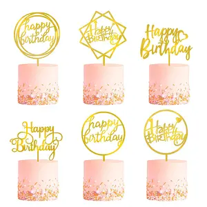 hot sales glitter acrylic cake topper alphabet Happy Birthday cake decorating supplies babyshower party accessory gateau