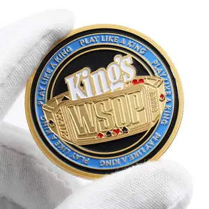 Pièce de monnaie de poker en métal plaqué or en alliage de zinc fabriquée en usine émail doux personnalisé jeu 3d pièces de défi souvenir