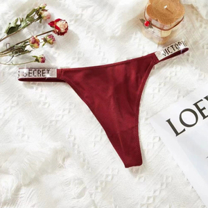 <span class=keywords><strong>Tanga</strong></span> de <span class=keywords><strong>bikini</strong></span> sexy con letras, perlas y diamantes de imitación para mujer, <span class=keywords><strong>bragas</strong></span> de moda al por mayor - Product Image 5