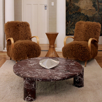 Table basse ronde en marbre Rosa Levanto de Cammy Stone, plateau bas, multifonctionnelle, mobilier de salon de luxe