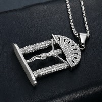 Hip Hop Iced Out Religiöse Bögen JESUS Zierliche wasserdichte Edelstahl Modeschmuck Anhänger Halsketten Herren Großhandel 2024