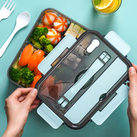 Boîte à lunch portable en plastique séparée, chauffable, étanche, grande capacité, pour utilisation au micro-ondes, boîte bento pour étudiants