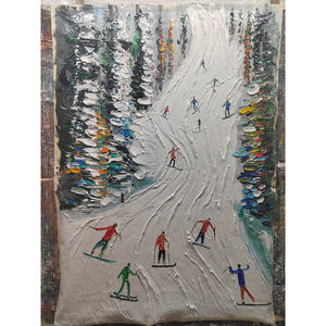 En gros Personnalisé À La Main Grande Toile Décoration Murale Belle <span class=keywords><strong>Ski</strong></span> Sport Huile Paysage Art Affiche Maison Peintures Décoratives - Product Image 3