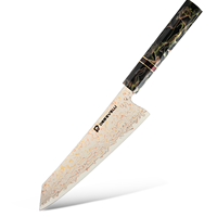 Couteau de chef professionnel japonais en acier Damas avec manche en résine, lame en acier inoxydable affûtée, design moderne – Vente directe usine