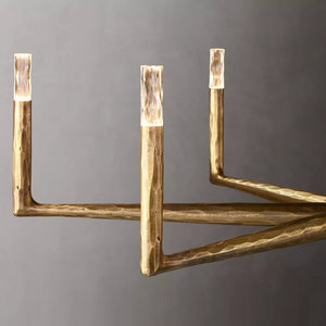 Lustre suspendu minimaliste en laiton antique pour salle à manger, luxe, haute qualité, restaurant américain, 48 pouces, rond, doré - Product Image 3