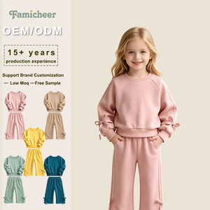 Ensemble décontracté pour fille avec nœud, vêtements pour enfants, ensemble de survêtement quotidien pour filles - Product Image 1