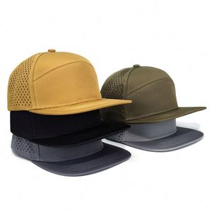 Casquette de baseball à visière plate en gros, 10 couleurs disponibles, style sportif avec découpe laser, casquette trucker snapback 100 % polyester - Product Image 3