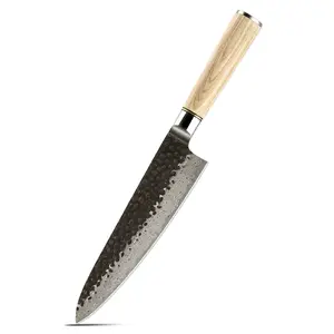 最受欢迎的黑色史密斯锤VG10大马士革锻造刀手工厨师刀