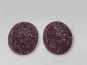 Rubí Natural Tallado Perfectamente, Forma Ovalada, Tallados Florales, Piedra Preciosa de Rubí Natural, Producto Hecho a Mano al por Mayor - Product Image 2