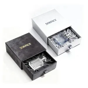 Boîte rigide personnalisée pour parfum avec insert floqué et poignée en ruban, emballage cadeau de luxe, boîte d'expédition - Product Image 1