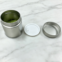 Boîtes à matcha hermétiques à double couvercle avec étiquette personnalisée, scellables avec un bouchon intérieur en plastique, qualité alimentaire, pour poudre de thé matcha, conteneur métallique 30g