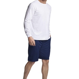 White <b>Long</b> Sleeve Crewneck Pullover T-Shirt Casual Fashion with OEM Logo Knitted Fabric Collared Neck T-Shirt Wear - Product Image 5