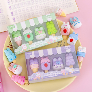 Niedliches Kawaii-Tier- und Eiscreme-Radiergummi-Set, Schulbedarf, 12.5x7.3cm, für Mädchen und Kinder, Werbe-Radiergummi - Product Image 6