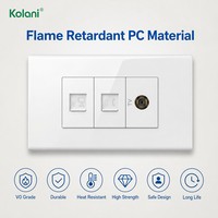 Placa de pared multimedia de montaje oculto Kolani 120 de triple módulo, con tomas Cat6 LAN + Teléfono + TV, panel de PC blanco brillante para audio y video