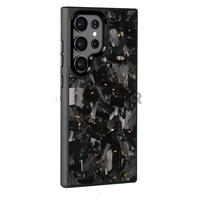 Étui pour Samsung S24 Ultra, magnétique, effet de nuit, texture en fibre de carbone, coque fine, S23 S24 Plus, protection d'objectif en métal