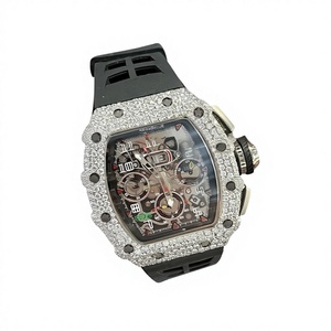 Montre de luxe pour homme personnalisée, style hip-hop, avec boîtier carré en moissanite et acier inoxydable, résistance à l'eau 10 bars, clarté VVS, bracelet noir - Product Image 1