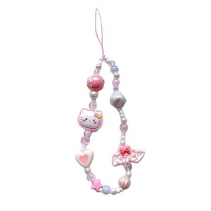 Ciondolo per braccialetto per telefono rosa ciao gattino con perline cordino per telefono portachiavi simpatico custodia per telefono accessorio cordino per ragazze. - Product Image 5