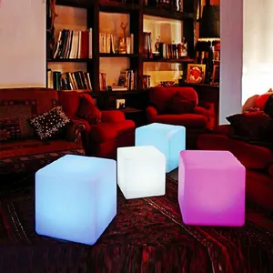 50cmソーラー照明色変更LEDキューブ照明椅子テーブルランプ