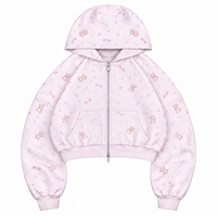 Ensemble 2 pièces personnalisé pour femme : sweat à capuche court zippé à épaules tombantes et short ample, style sportswear, hip hop, streetwear, imprimé intégral