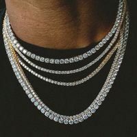 Bijoux fins Hip Hop argent Sterling 925 VVS Moissanite diamant Cluster glacé chaîne de Tennis Bracelet collier pour hommes femmes
