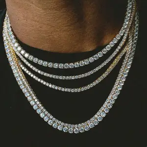 Fine Jewelry Hip Hop 925 Sterling Silver VVS Moissanite Diamond Cluster Iced Out Tennis Chain bracciale collana per uomo donna