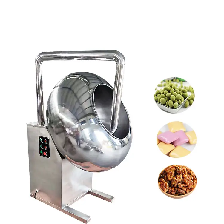 Goed Ontworpen Smaakkleurstofpoeder Cacao Pinda Chocolade Amandelsuiker Coating Spuitmachine Met Verwarmer