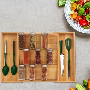Extendable <b>Kitchen</b> <b>Storage</b> Rack Bamboo Spice Racks Drawer Organizer Bamboo Spice Rack in Drawer - Product Image 5