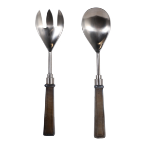 Set di utensili da cucina classici con manico lungo in acciaio inossidabile e manico in legno, design moderno - Product Image 1
